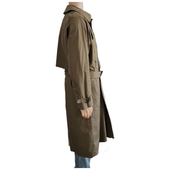 London Fog Trench Coat 3M Thinsulate Removable Liner Double Breasted Khaki Mens - Picture 5 of 13